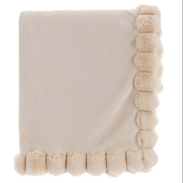 Blanc Mariclò Plaid con Pom Poms 140×170cm 2510S36