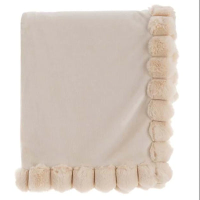 Blanc Mariclò Plaid con Pom Poms 140×170cm A38551 2510S36