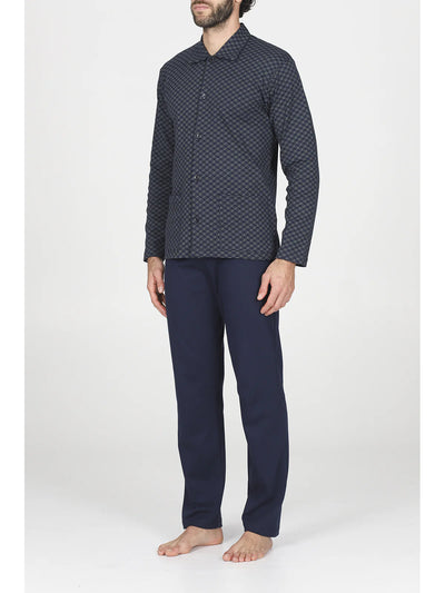 Alpina Uomo Pigiama Invernale Cardigan da Uomo in interlock di puro cotone AAL438 2510S70