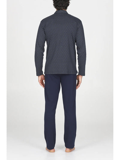 Alpina Uomo Pigiama Invernale Cardigan da Uomo in interlock di puro cotone AAL438 2510S70