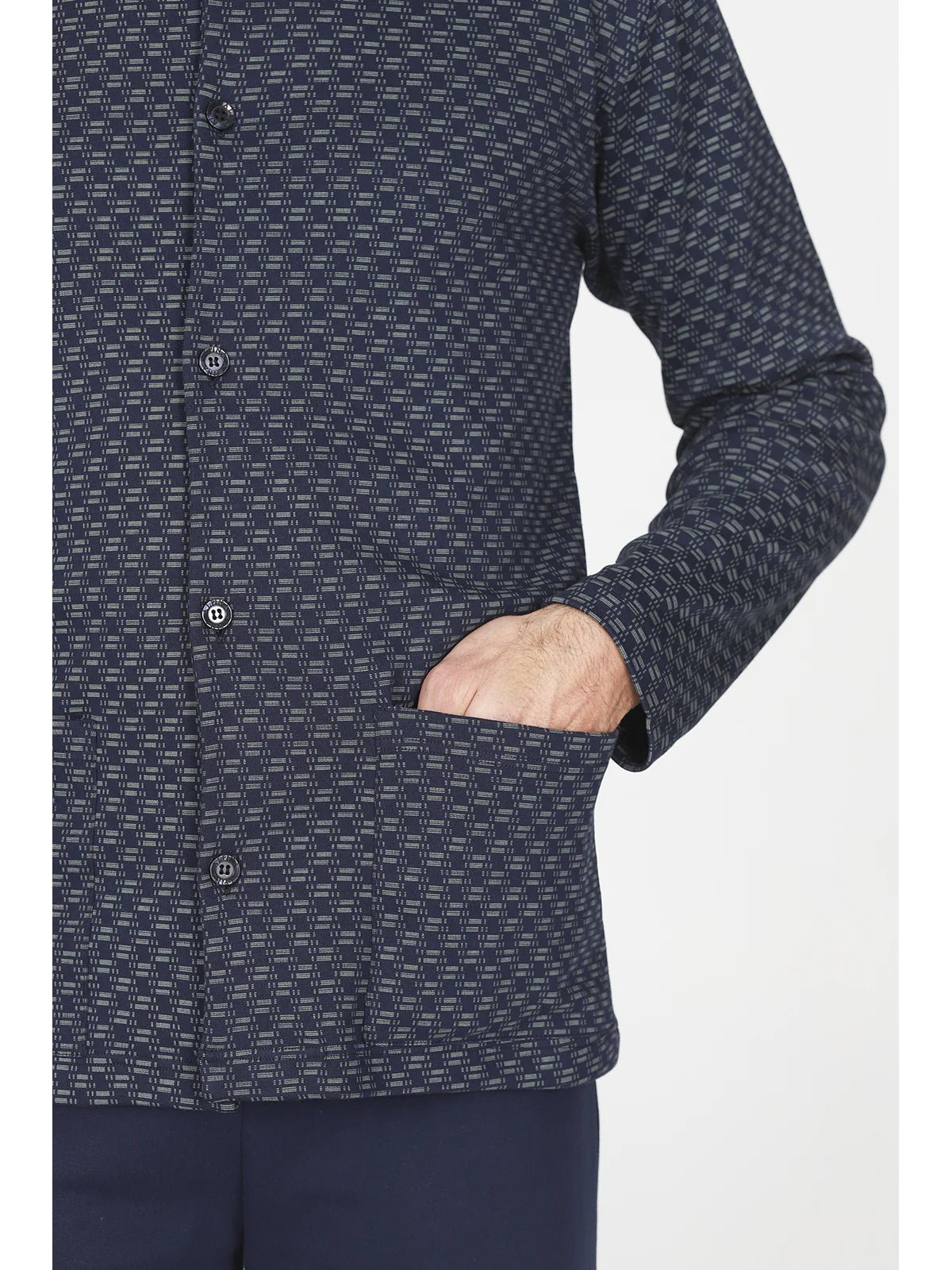 Alpina Uomo Pigiama Invernale Cardigan da Uomo in interlock di puro cotone AAL438 2510S70