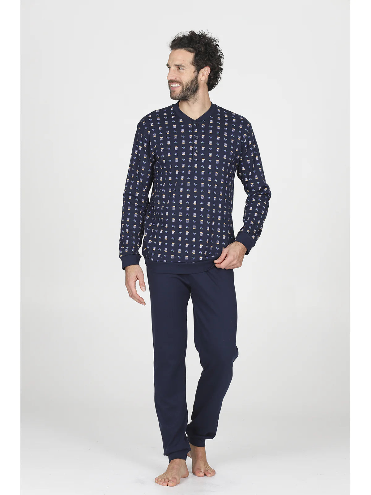 Alpina Pigiama Invernale Serafino in interlock di puro cotone AAL439 2510S70