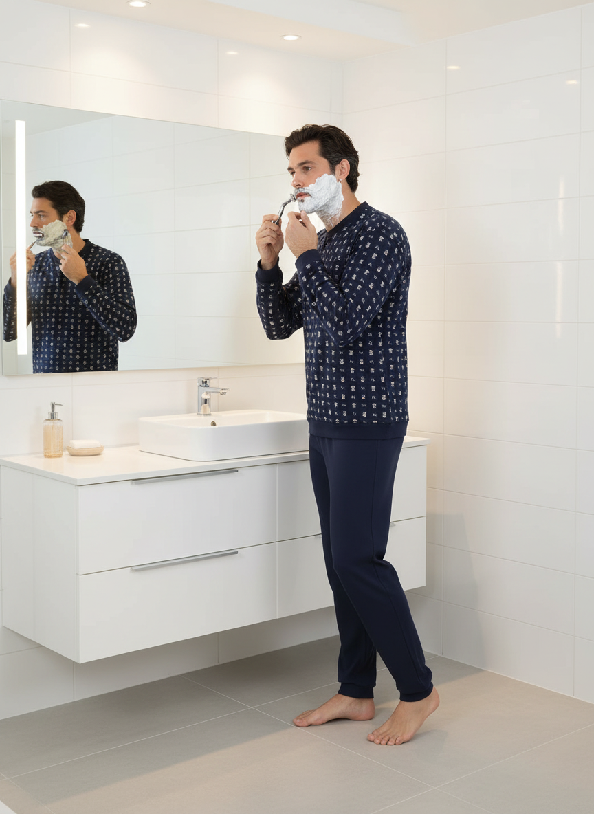 Alpina Pigiama Invernale Serafino in interlock di puro cotone AAL439 2510S70