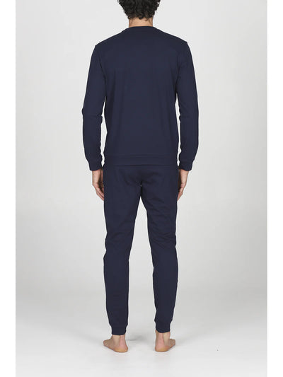 Alpina Pigiama Cotone Leggero da Uomo Tinta Unita Blu AAL521 2604S54