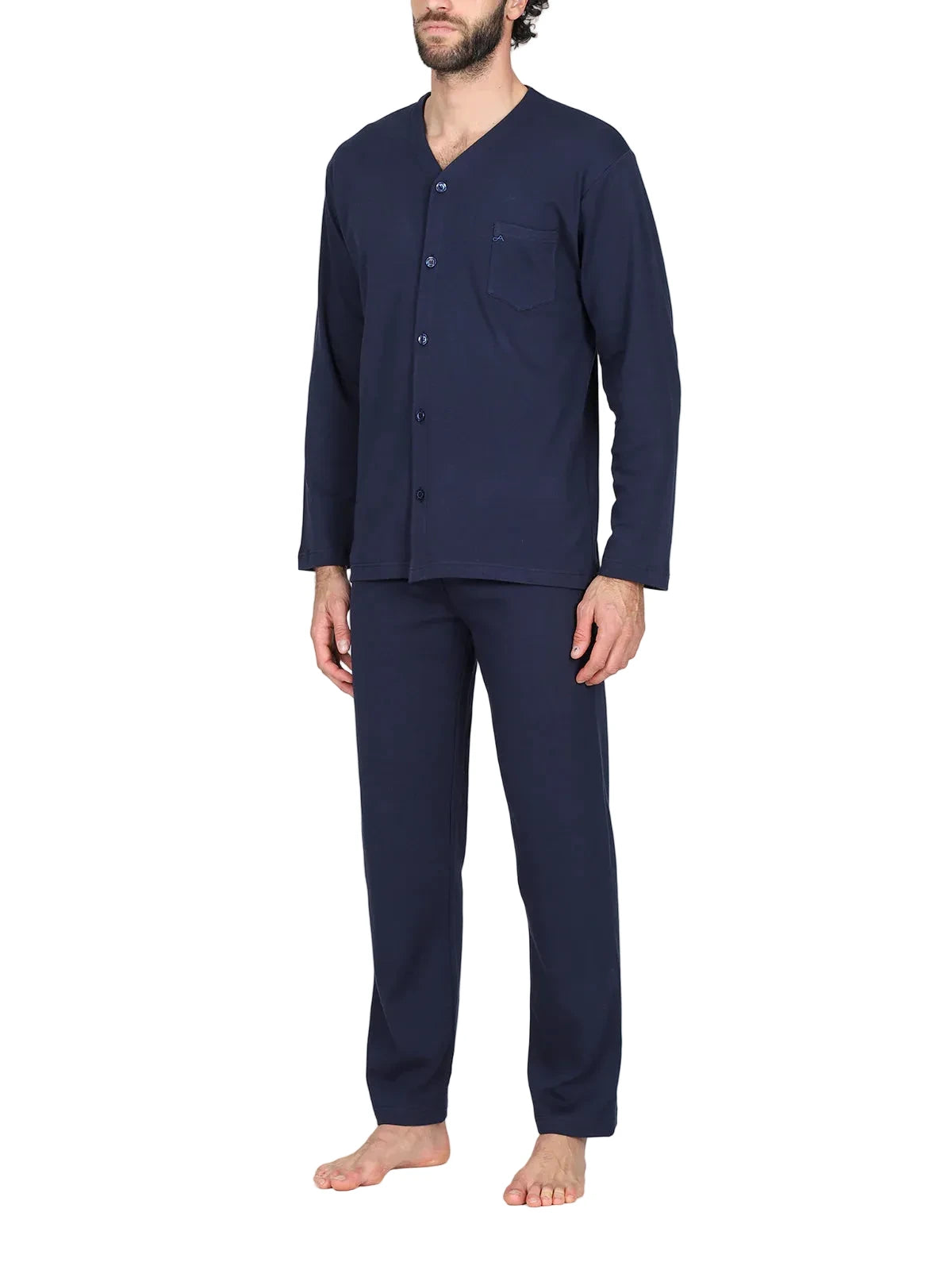 Alpina Uomo Pigiama Invernale Cardigan in interlock di puro cotone AAL743 2512S76