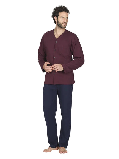 Alpina Uomo Pigiama Invernale Cardigan in interlock di puro cotone AAL743 2512S76