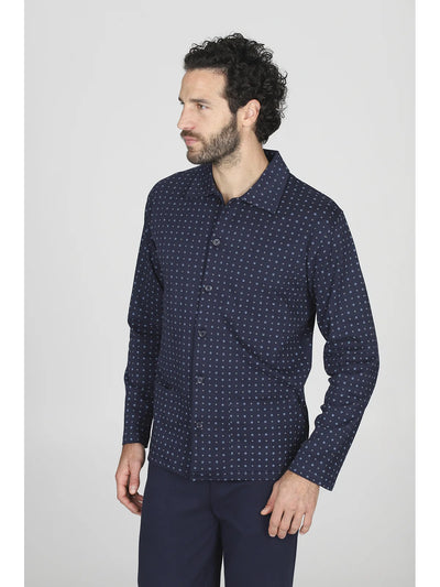 Alpina Uomo Pigiama Invernale Cardigan in interlock di puro cotone AAL913