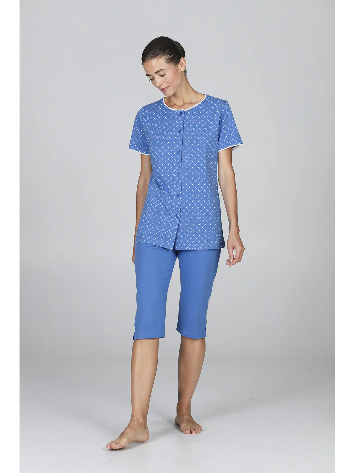 Alpina Donna Pigiama Capri Aperto Maniche Corte AEC431 2604S60