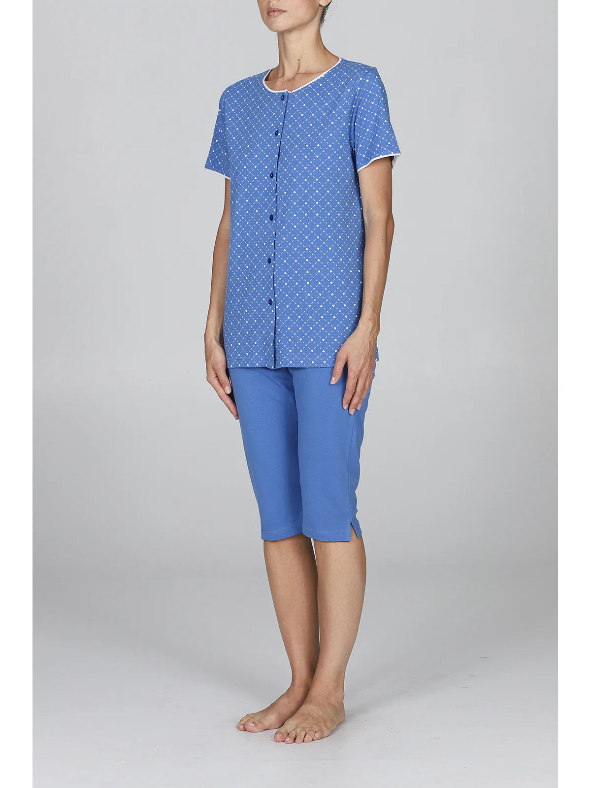 Alpina Donna Pigiama Capri Aperto Maniche Corte AEC431 2604S60