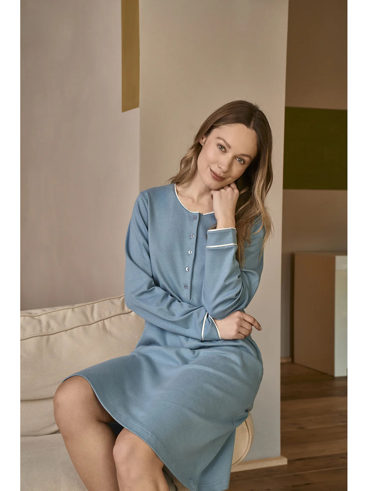 Alpina Donna Camicia da Notte Invernale in Caldo Cotone Fanny AFL315 2511S52