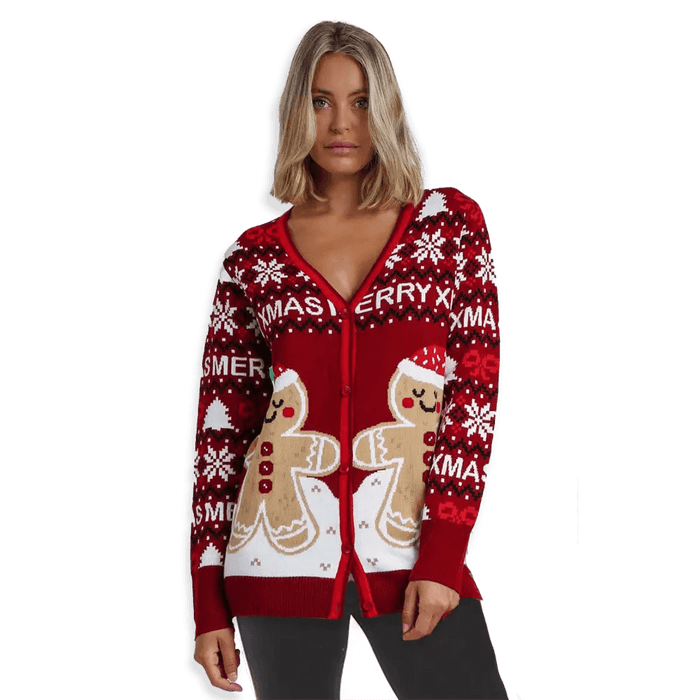 Admas Cardigan Invernale Christmas da Donna Gingerbrea S29