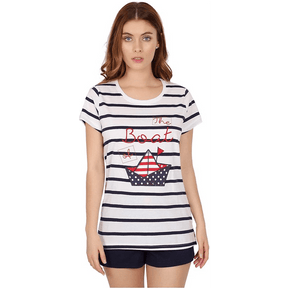 Admas Pigiama da Donna con Pantalone Corto e Maglia a Maniche Corte 54167 S19 - Passarelli Biancheria