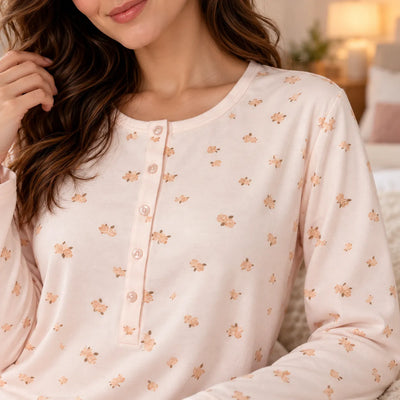 Alpina Donna Camicia da Notte Invernale in Caldo Cotone Berna AFL922