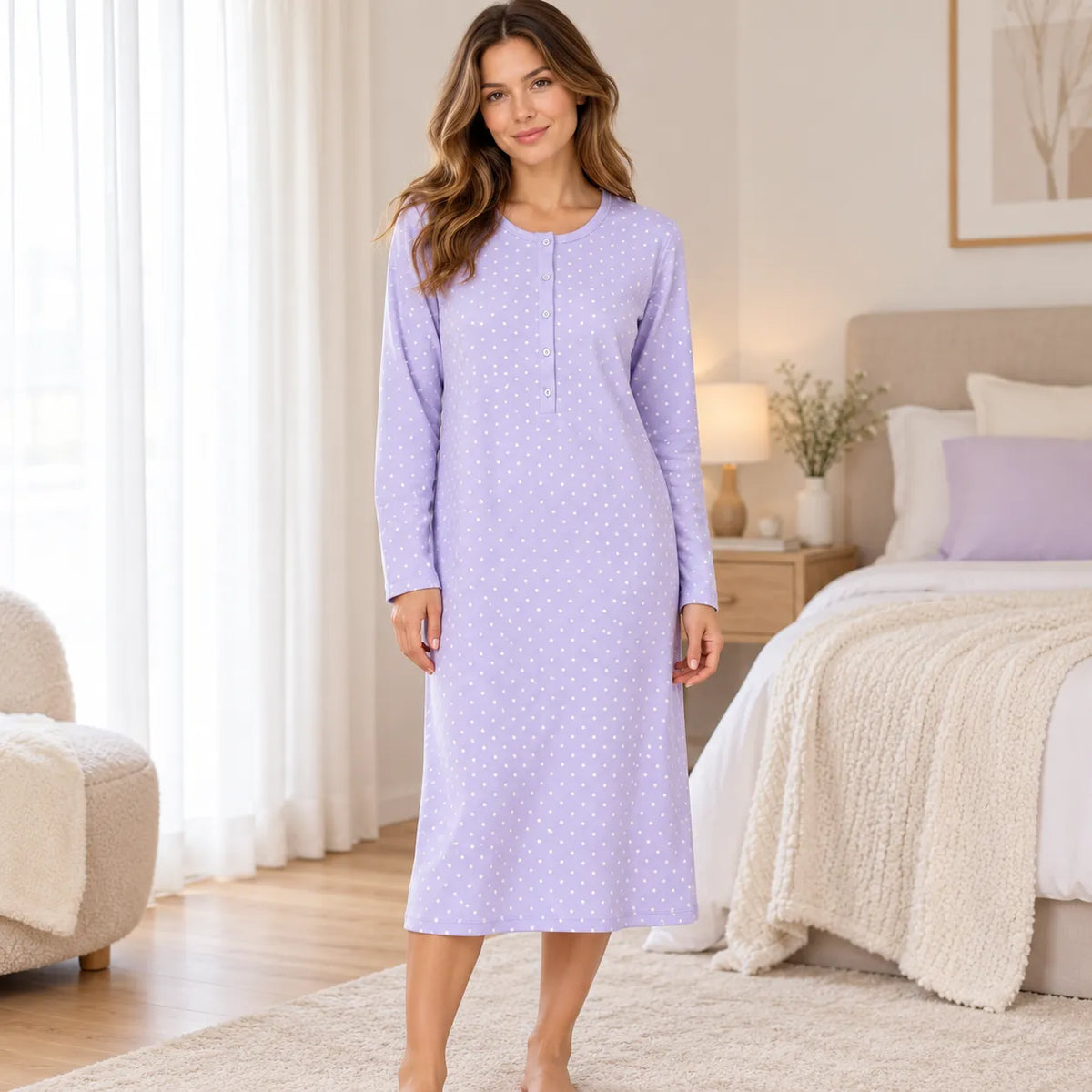Alpina Donna Camicia da Notte Invernale in Caldo Cotone Brooke AFL924