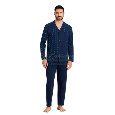 Alpina Uomo Pigiama Invernale Cardigan in interlock di puro cotone AAL460 2510S55