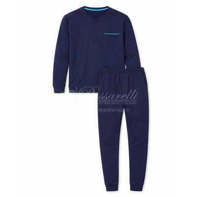 Alpina Pigiama Cotone Leggero da Uomo Tinta Unita Blu AAL521 2604S54