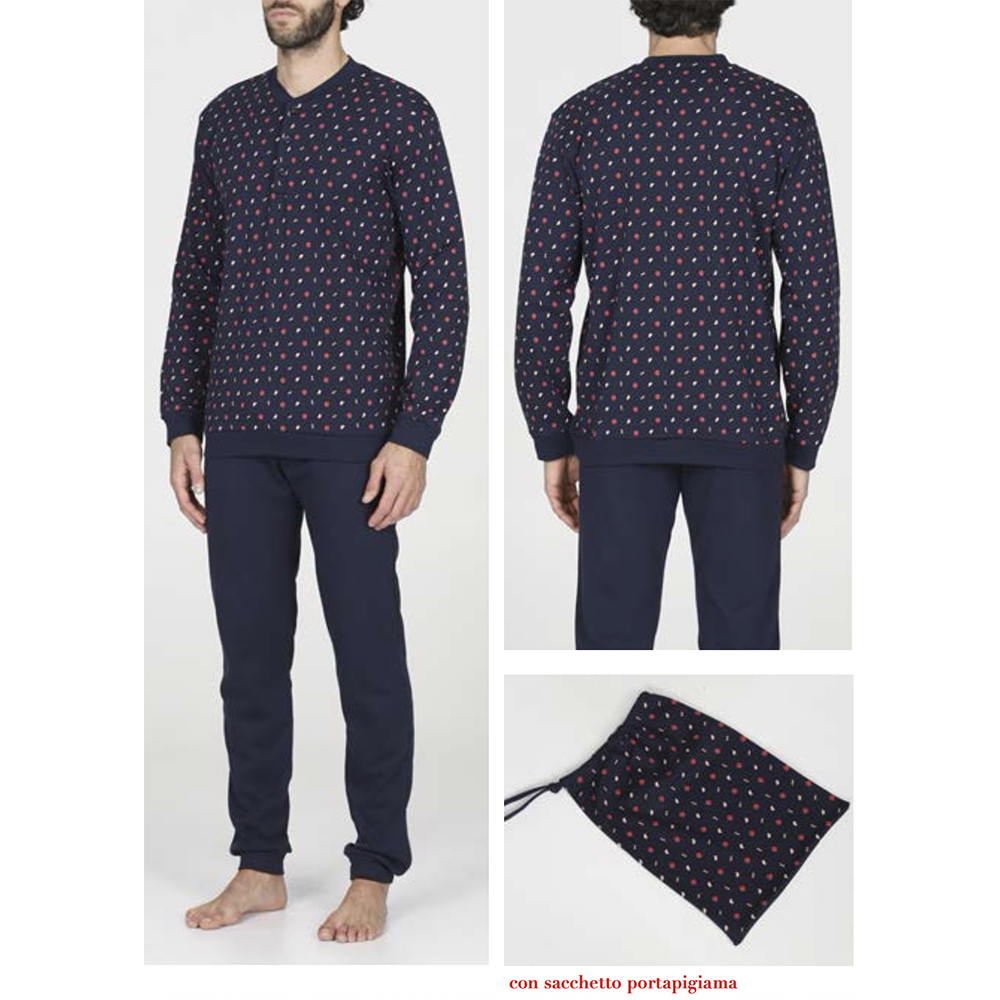 Alpina Pigiama Invernale Serafino in interlock di puro cotone AAL439 2510S70