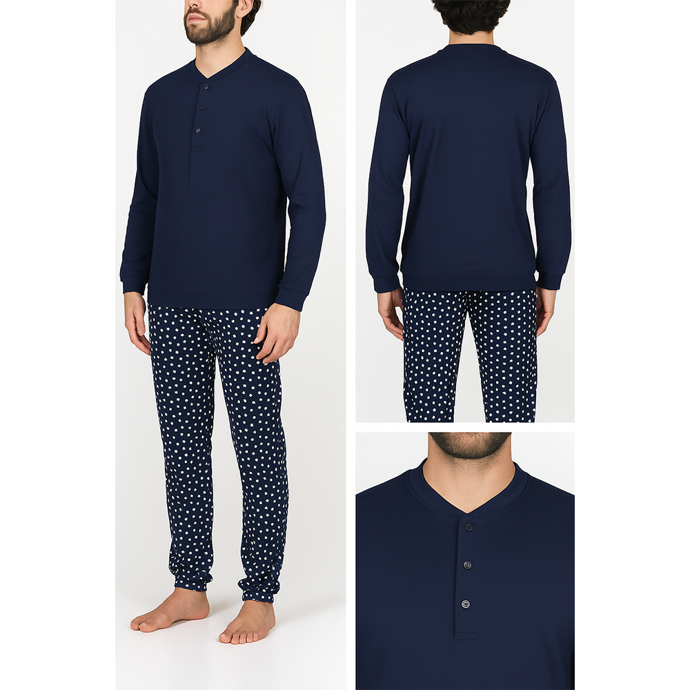 Alpina Pigiama Invernale Serafino in interlock di puro cotone AAL449 2510S68