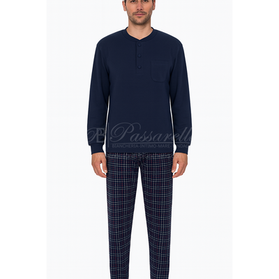 Alpina Uomo Pigiama Invernale Serafino in interlock di puro cotone AAL411 2510S55