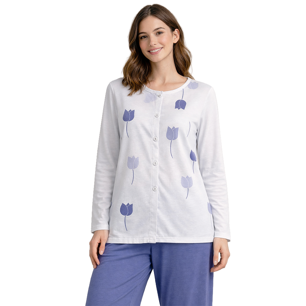 Amica Pigiama da Donna Cotone Leggero Aperto Avanti 21A550