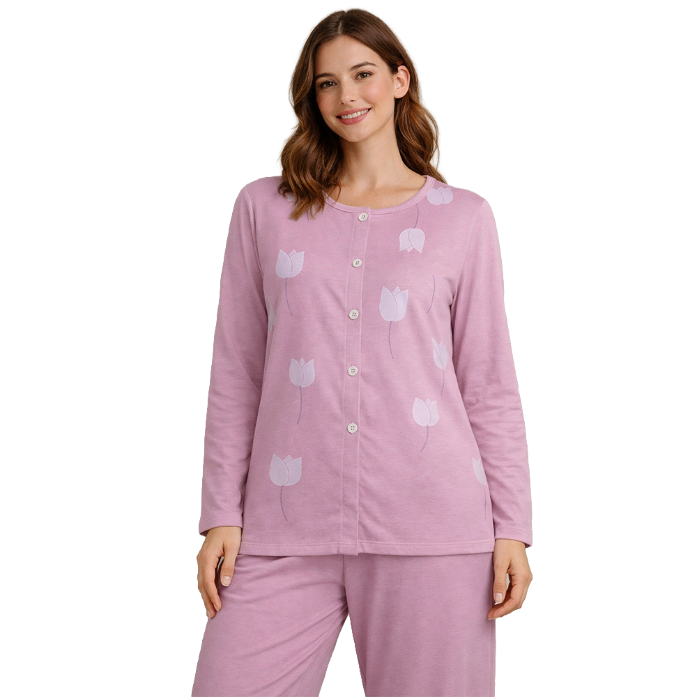 Amica Pigiama da Donna Cotone Leggero Aperto Avanti 21A550