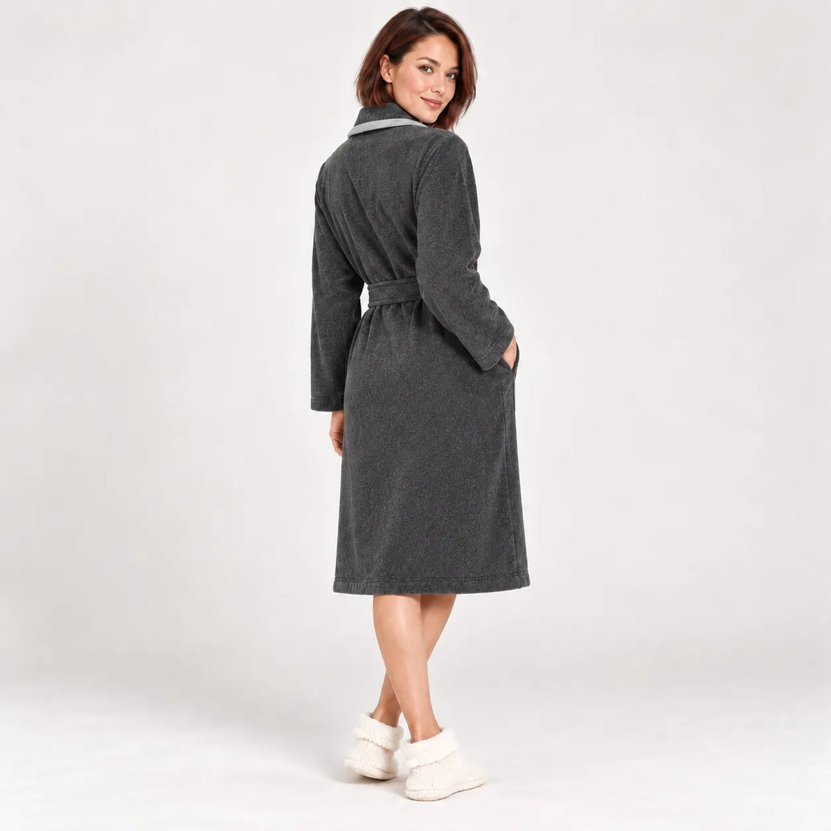 Amica Vestaglia Invernale in Punto Milano collo Sciallato da Donna A478