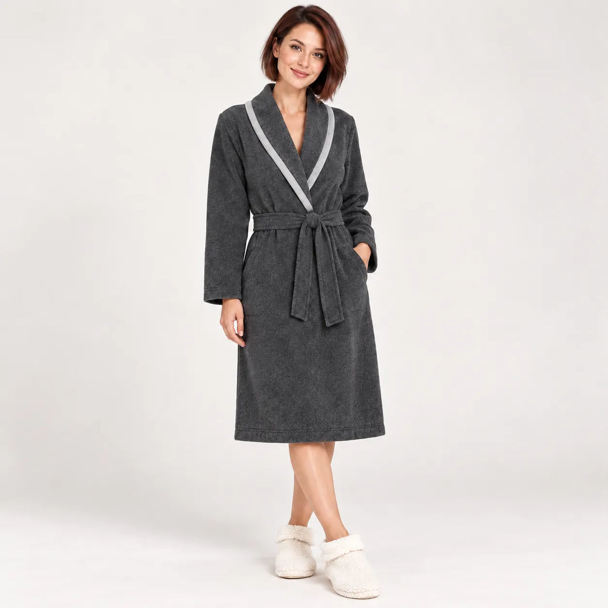 Amica Vestaglia Invernale in Punto Milano collo Sciallato da Donna A478