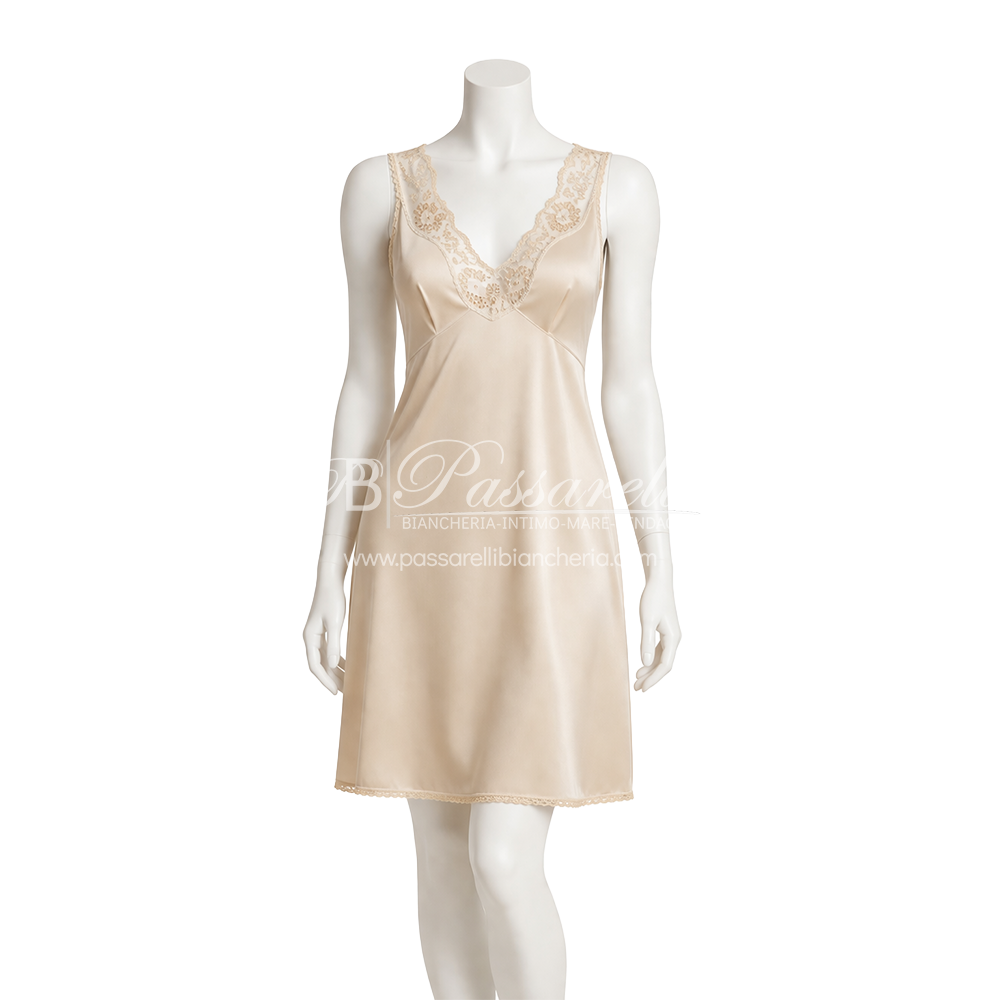 Andra Sottoveste spalla larga con forma seno e inserti in pizzo 2604S18