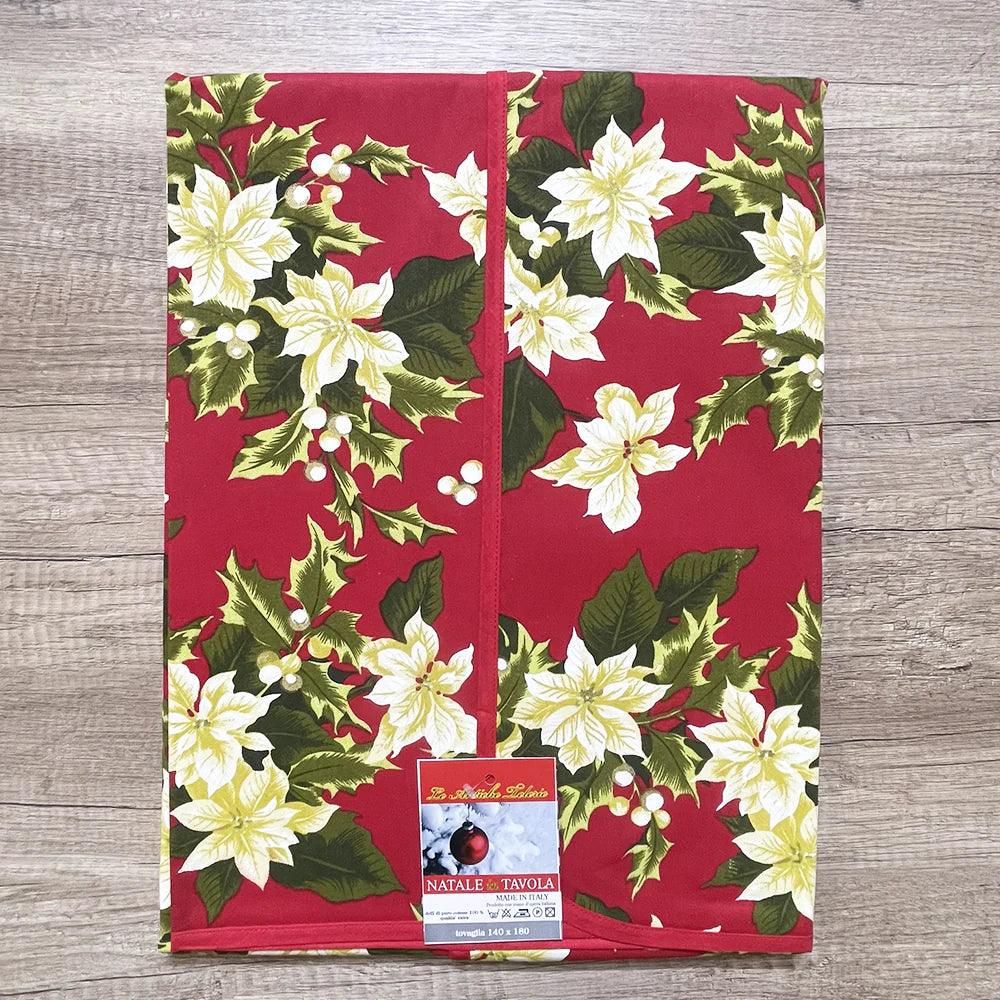 Antiche Telerie Servizio da Tavola Natalizia con Tovaglioli in Cotone 150x270cm. S50 - Passarelli Biancheria