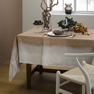 THUN® Tovaglia Stampata 160x270 New Elegance - Fantasia Tulipani Tulips Beige