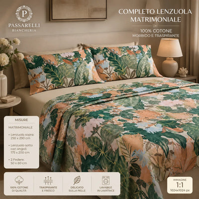 Bassetti Completo Lenzuola Matrimoniale Tropic