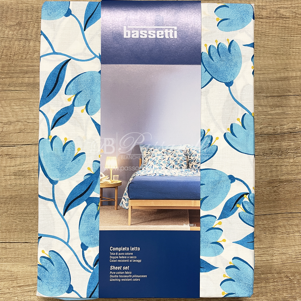 Bassetti Completo Lenzuola con Doppie Federe Bluebell 2509S - Varie Dimensioni