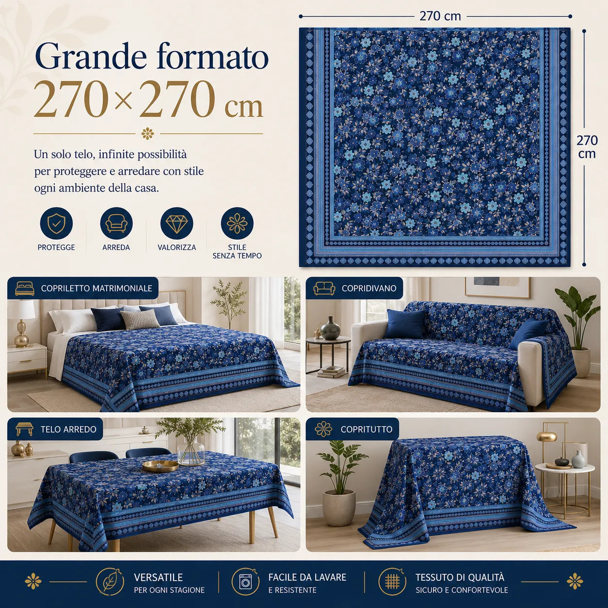 Bassetti Granfoulard Telo Arredo Varigotti 270x270cm