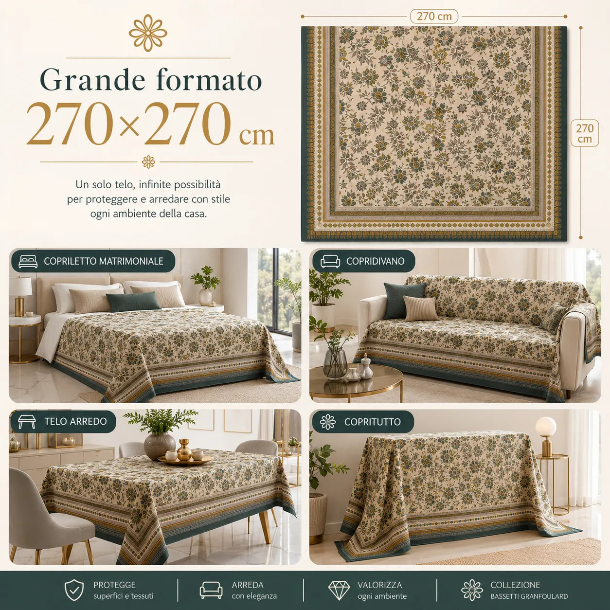 Bassetti Granfoulard Telo Arredo Varigotti 270x270cm