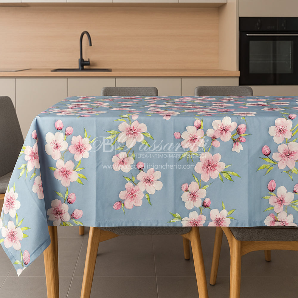 Bassetti Tovaglia in Cotone Antimacchia Stampa Digitale Blossom 2501S- Varie Dimensioni