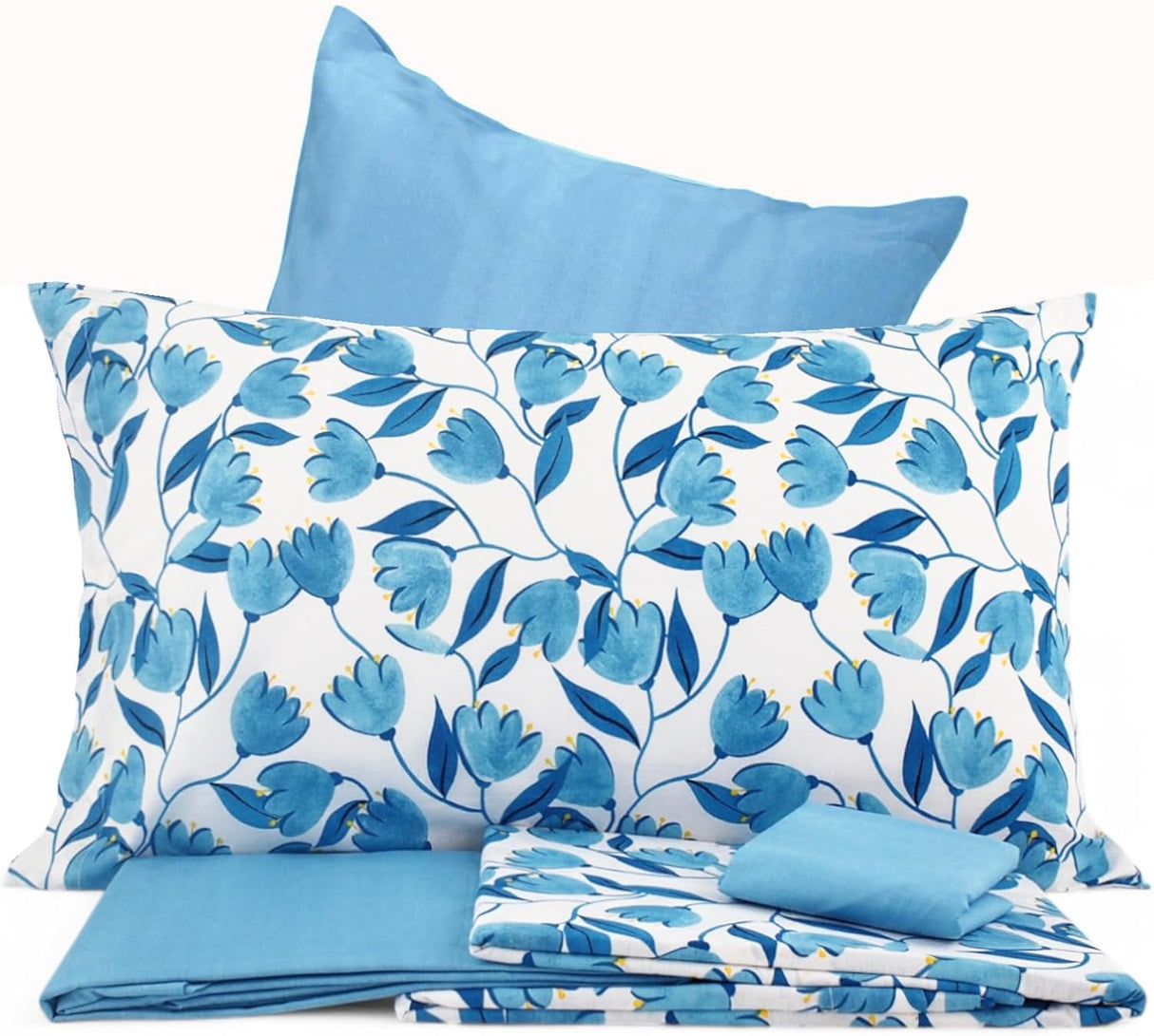 Bassetti Completo Lenzuola con Doppie Federe Bluebell 2509S - Varie Dimensioni