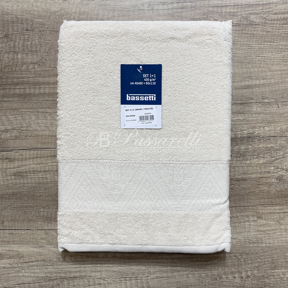 Bassetti Set Asciugamani 1+1 Tinta Unita Spugna 430gr 2411S70