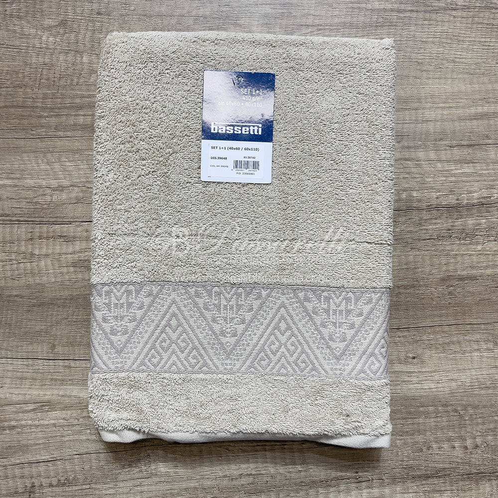 Bassetti Set Asciugamani 1+1 Tinta Unita Spugna 430gr 2411S70