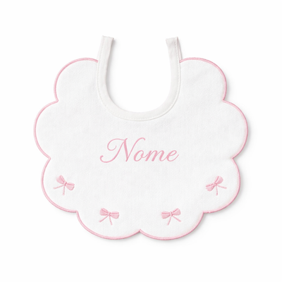 Bavaglino Neonato 193 Fiocco Cotone Ricamato - Maestri Cotonieri Home