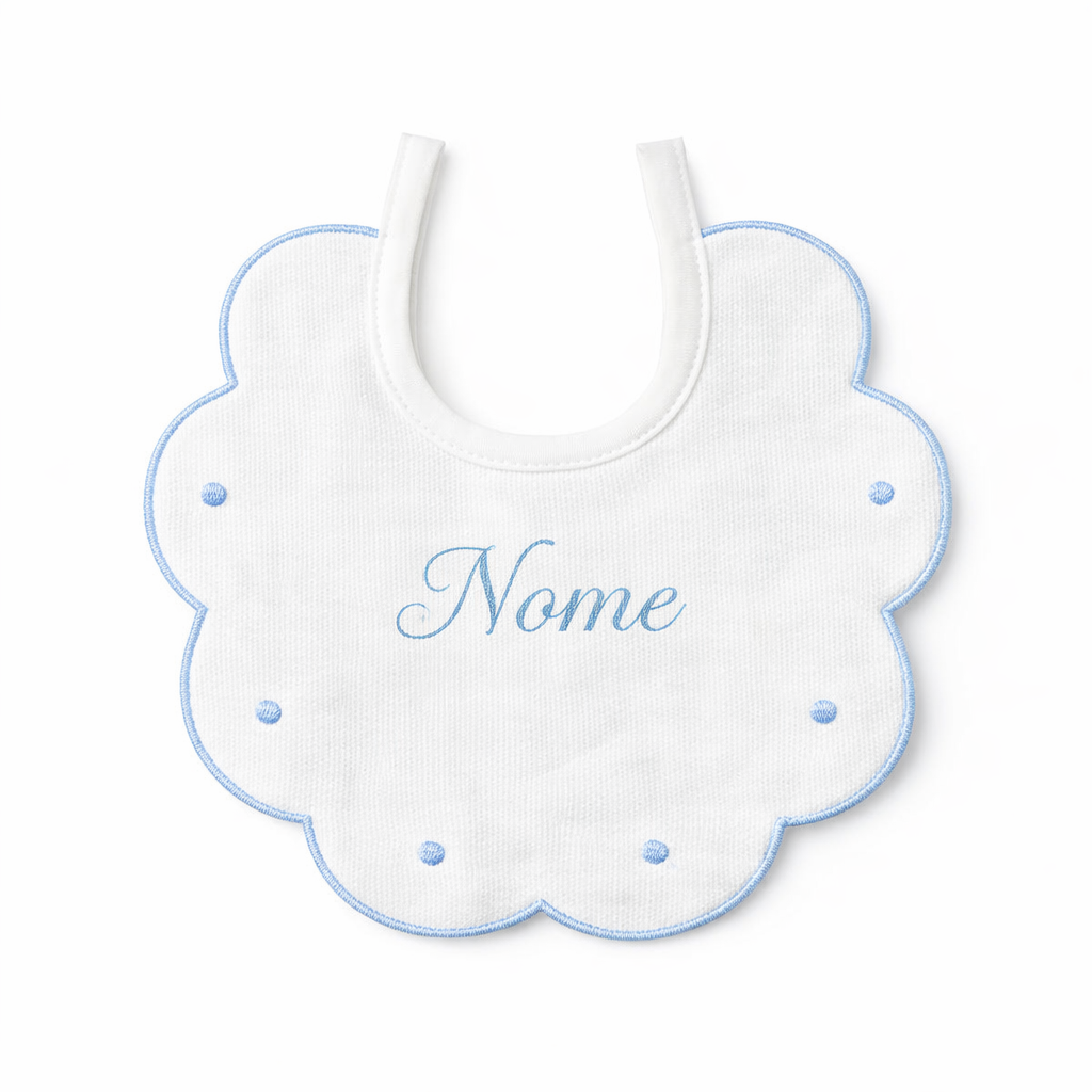 Bavaglino Neonato 193 Pois Cotone Ricamato - Maestri Cotonieri Home