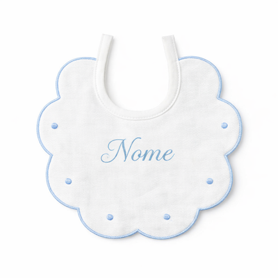 Bavaglino Neonato 193 Pois Cotone Ricamato - Maestri Cotonieri Home