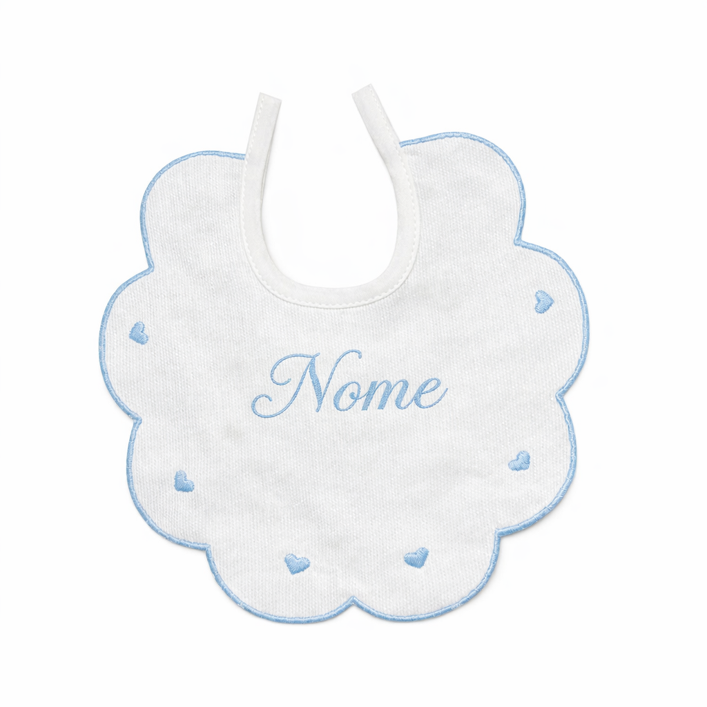 Bavaglino Neonato 194 Cuore Cotone Ricamato - Maestri Cotonieri Home