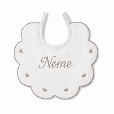 Bavaglino Neonato 194 Cuore Cotone Ricamato - Maestri Cotonieri Home