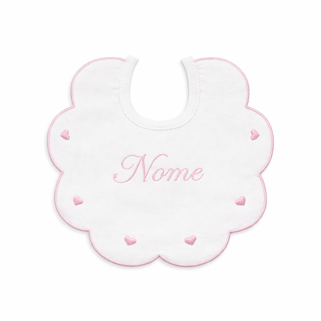 Bavaglino Neonato 194 Cuore Cotone Ricamato - Maestri Cotonieri Home