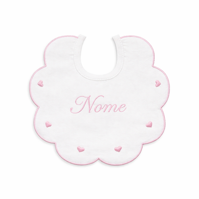 Bavaglino Neonato 194 Cuore Cotone Ricamato - Maestri Cotonieri Home