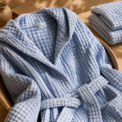 Biancoperla Accappatoio con Cappuccio a Nido d'Ape 100% Cotone Milo