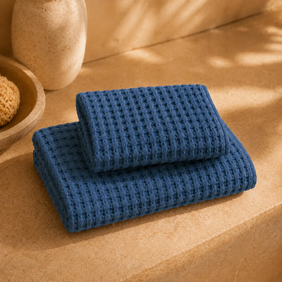 Biancoperla Set Asciugamani 1+1 a Nido d'Ape 100% Cotone Milo
