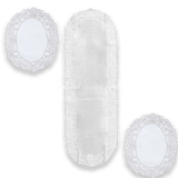 Blanc Mariclò Set Runner + Centri in Lino Ricamate Dentelle