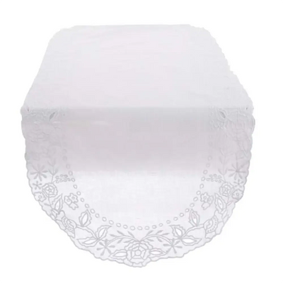 Blanc Mariclò Set Runner + Centri in Lino Ricamate Dentelle
