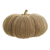 Blanc Mariclò Zucca Decorativa Perline 2510S - Misura Grande, cuscino a forma di zucca con perline oro.